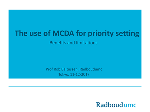 講演1「MCDAの基本：医療技術評価への応用の利点と限界」PDF