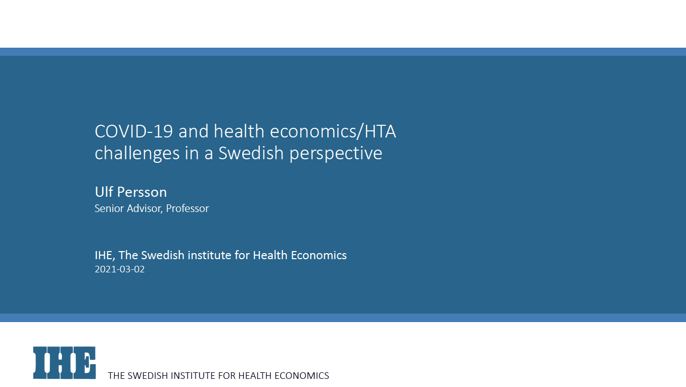 COVID-19 and healtheconomics/HTA challengesin a Swedish perspective PDF